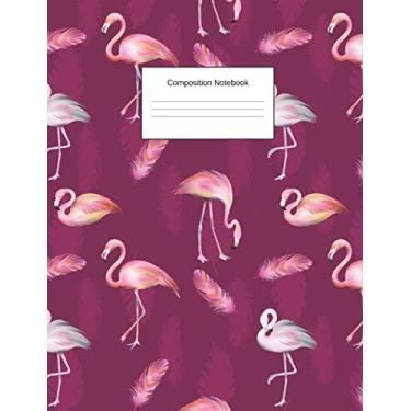Imagem de Caderno de composição: diário pautado de flamingo roxo - diário de volta às aulas presente estudantes professores meninos meninas 100 folhas - adicionar no item