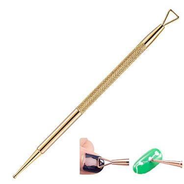 Imagem de Yajun Ferramenta para Puxar unhas removedor de verniz de gel UV em aço inoxidável, limpador de empurrar, remover peças corta-unhas e cutículas, kit de manicure, dourado, 12,4 cm