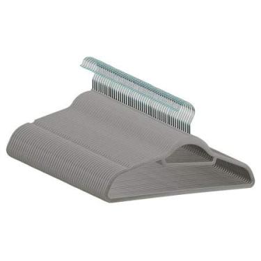 Imagem de Kit 60 Cabides De Veludo Ultrafinos Antideslizante Slim Cinza