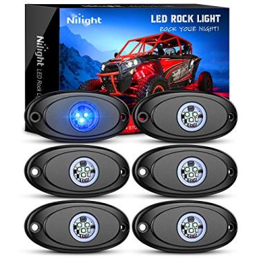 Imagem de Nilight Luz de rocha de LED, 6 peças, cápsulas de luz azul, à prova d'água, sob o corpo, luz externa, luzes interiores para carro, caminhão, caminhonetes ATV UTV SUV Barco de motocicleta