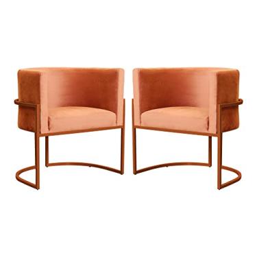 Imagem de Kit 02 Poltrona Luana Base Bronze Para Sala Veludo Cores - DS Estofados