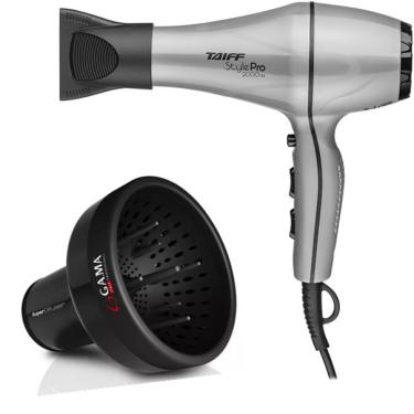 Imagem de Kit - secador de cabelo profissional taiff style prata pro 2000W 220V + difusor de ar universal gama