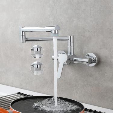 Imagem de Torneira de cozinha dobrável de parede cromada de cobre universal para pia de água quente e fria torneira giratória de 360 graus, cromada tipo B