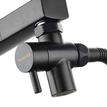 Imagem de Tecmolog Válvula Desviadora de Torneira de Latão com Aerador e Adaptador Roscado Macho M22 a M24, Divisor de Torneira Preta Desviador de pia de 3 Vias para Torneira, SBA021CB