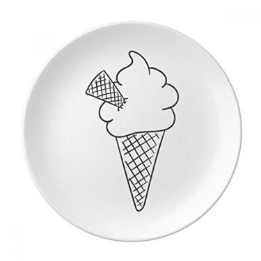 Imagem de Black Line Cream Soft Cones Placa de sorvete Decorativa de Porcelana Salver Prato de Jantar