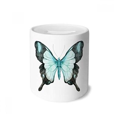 Imagem de DIYthinker Borboleta com asas azuis caixa para dinheiro caixa de cerâmica porta-moedas presente de cofrinho