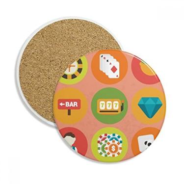 Imagem de Caneca de porta-copos com ilustração de elementos de desenho de cassino, pedra absorvente de proteção de mesa