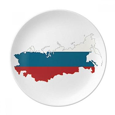 Imagem de Mapa da Rússia National Falg Placa de ilustração decorativa de porcelana Salver Prato de jantar