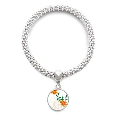 Imagem de DIYthinker Pulseira de prata com padrão de arte da cultura tradicional chinesa, pingente de corrente ajustável