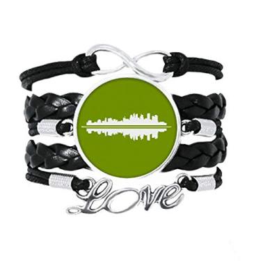 Imagem de OFFbb-USA Pulseira Refletions com paisagem urbana e signos arquitetônicos, acessório para amor, pulseira de couro torcido para presente