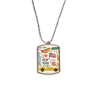 Imagem de DIYthinker Colar de aço inoxidável I Love New York Hot Dog Donuts America Texi com pingente de etiqueta de cachorro