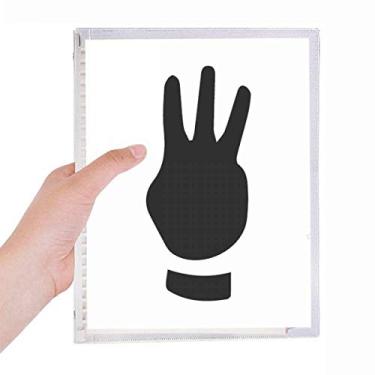 Imagem de Caderno com desenho de três gesos, folhas soltas, diário recarregável, papelaria