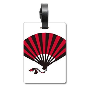 Imagem de Bolsa de mala para ventilador vermelho japonês, preta, etiqueta para cartão de bagagem
