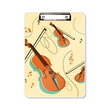 Imagem de Prancheta com estampa de instrumentos musicais para violino, pasta, bloco de notas A4