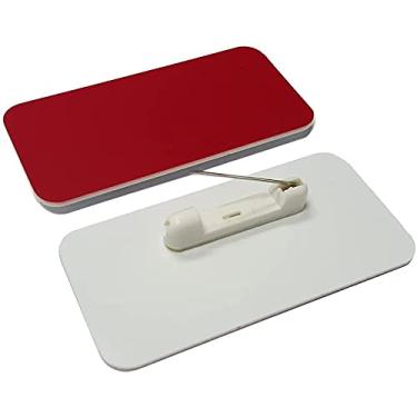 Imagem de Etiqueta de nome/crachá em branco - pacote com 10 - 3,8 cm x 7,6 cm, cantos redondos, pino
