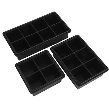 Imagem de Bandeja de gelo, 3 peças com tampa cubos de gelo, cozinha para bar festa em casa (preto)