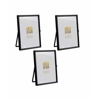 Imagem de Kit 3 Porta Retrato em Metal e Vidro para Foto 10x15 Preto