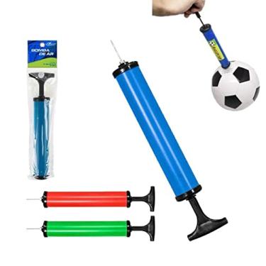 Imagem de Bomba De Ar Manual Com Bico Inflador Para Encher Bola De Futebol Vôlei, Basquete, Prático De Usar E Fácil De Levar Vermelho, Azul, Amarelo E Verde