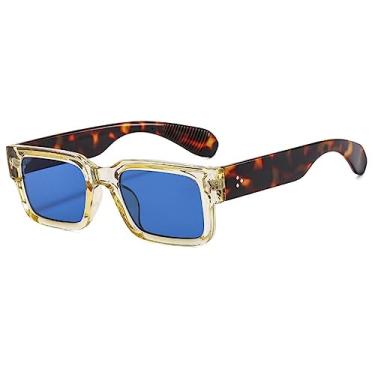 Imagem de Óculos de sol femininos quadrados, vintage, coloridos, masculinos, rebites, preto, lentes claras, óculos de sol, amarelo azul, tamanho único