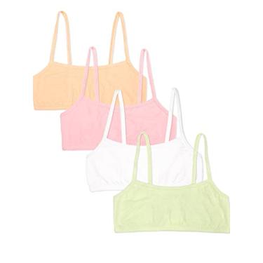 Imagem de Fruit of the Loom Sutiã esportivo de algodão com alças finas para meninas, Lentilha/Manga/Rosa/Branco, 40