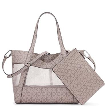 Imagem de Calvin Klein Bolsa Masonite Norte/Sul, Logotipo de malha amêndoa/acastanhado, One Size