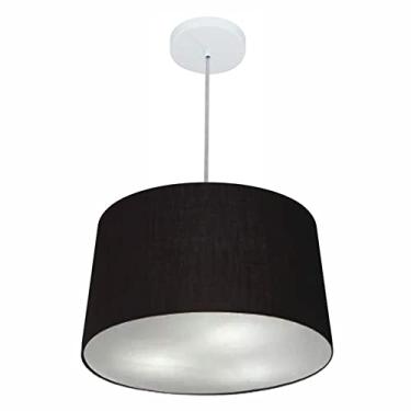 Imagem de Lustre Pendente Cone Cúpula Tecido 30/45x40, Vivare Iluminação, Pendente4156 PR, Preto, Médio