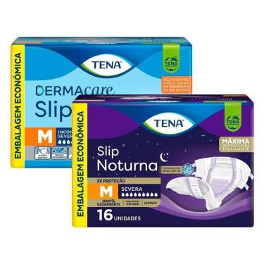 Imagem de Kit Fralda Geriátrica Tena Dermacare Slip Ultra M com 16 unidades + Fralda Geriátrica Tena Slip Noturna M 16 Unidades
