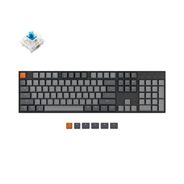 Imagem de Keychron K10 Full Size Layout RGB Backlight Hot-Swappable Mechanical Gaming Keyboard for Mac Windows, Multitasking 104-Key Bluetooth Wireless/USB Wired Computer Keyboard with Gateron G Pro Blue Switch