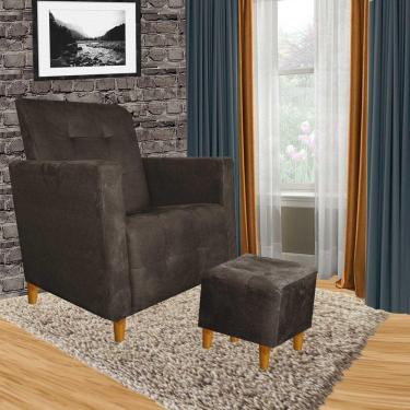 Imagem de Poltrona Amamentação Gaby Pés Palito + Puff Marrom	