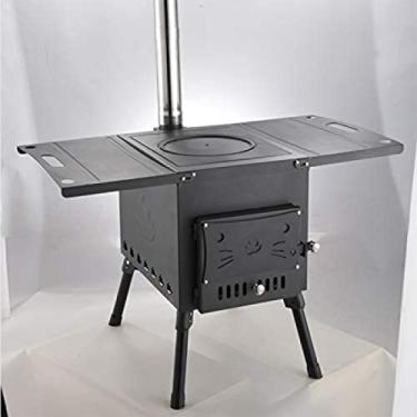 Imagem de Fogão externo de ferro fundido, fogão a lenha portátil, fogão para barraca, fogões para camping, fogão para camping, fogão para barraca quente, fogão a lenha, fogão a lenha, aquecedor de bar