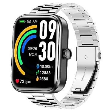Imagem de Lamshaw Pulseira de relógio inteligente TOZO S3, pulseira de substituição de metal de aço inoxidável de liberação rápida, compatível com relógio inteligente TOZO S3 de 1,83 polegadas (prata)