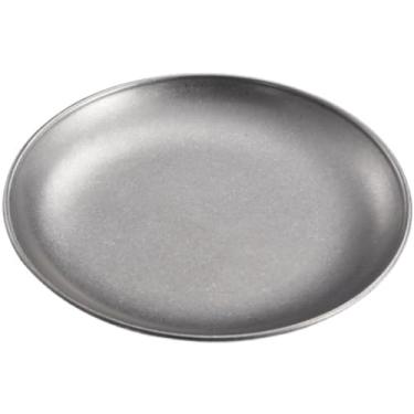 Imagem de Prato de jantar de aço inoxidável prato de churrasco bandeja de pizza redonda forno de pizza assadeira assadeira prato de servir bandeja de cozimento multifuncional 23 centímetros