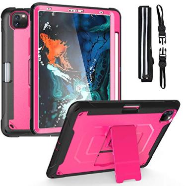 Imagem de QYiD Capa para iPad Pro 11 2020/2018, capa resistente à prova de choque de alto impacto com suporte, suporte para lápis e alça de ombro para iPad 11 polegadas 2020, suporta carregamento Apple Pencil