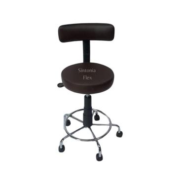 Imagem de Cad. mocho potogolo estética c/ regulagem de altura a gás tatuador manicure-base e apoio de pés cromada corano marrom