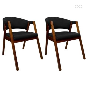 Imagem de Kit 2 Cadeiras de Jantar Estofada Ravena Madeira com Braço Castanho CCS