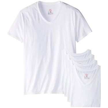 Imagem de Hanes Ultimate Pacote com 6 camisetas masculinas com gola V, Branco, M