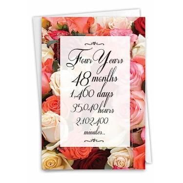 Imagem de NobleWorks - Cartão de 4º aniversário com envelope - 4 anos de casamento, cartão de flor de marco de amor para esposa, marido, casais - contagem de tempo de ano 4 C9434MAG