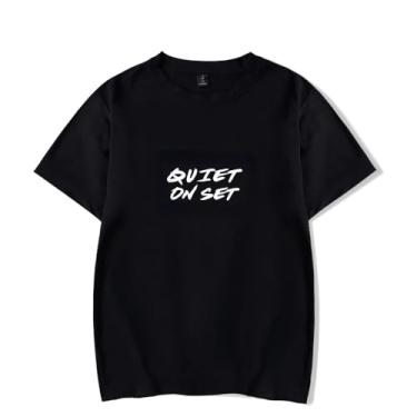 Imagem de Quiet on Sett-Shirt Summer Logo Camiseta feminina masculina manga curta, Estilo 4, P