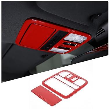 Imagem de HIRUFAIT Acabamento da tampa do painel de luz de leitura frontal para Honda Pilot 2019-2022, material ABS luz de leitura capa decorativa protetor acessórios (vermelho esportivo)