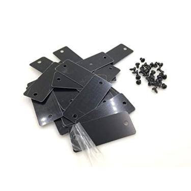 Imagem de Etiquetas em branco de alumínio anodizado Ebamaz 2X0.8X0.02 polegadas 24 calibres elétricos placa de identificação de botão cantos redondos placa de metal pacote com 25 peças, Matte Black Finish, 2 Drill Holes , No Adhesive