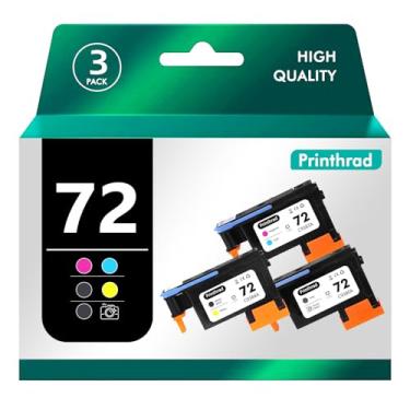 Imagem de Churler Cabeçote de impressão 72 com chips atualizados compatíveis com impressoras HP T610 T620 T770 T790 T1100 T1120 T1200 T1300 T2300 3 pacotes (cinza/foto preta, ciano/magenta, preto fosco/amarelo)