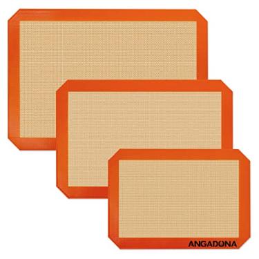 Imagem de Conjunto de assadeiras de silicone para assar, fácil de limpar e antiaderente, tapete reutilizável de grau alimentício, 1 meia folha + 1 rolo de gelatina + 1 quarto de assadeira para forno, fazer macarons, biscoitos, pizza, pão e pastelaria