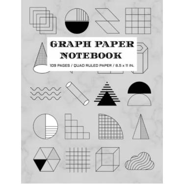 Imagem de Caderno de composição de papel milimetrado: papel quadriculado, 4 x 4 pautado, 109 páginas gráficas, 21,6 x 27,9 cm: papel de desenho gráfico, minimalista, caderno abstrato: caderno quadriculado