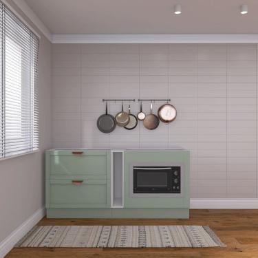 Imagem de Cozinha Modulada 3 Peças 3 Balcões Sem Tampo Arizona CabeCasa MadeiraMadeira Branco/Menta