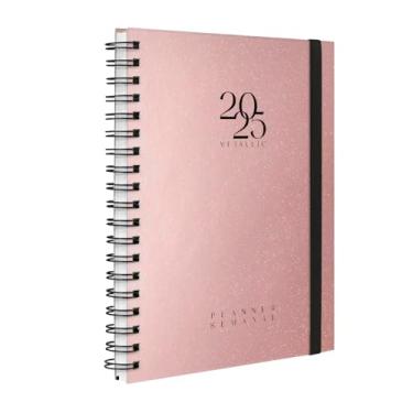 Imagem de Agenda Planner Semanal 2025 Plus Solid Glitter Metallic Rose Gold