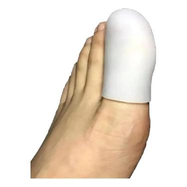 Imagem de Protetor Dedao Silicone Pé Joanete Alívio Calos Dor Pes Dedo 1 par branco