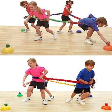 Imagem de (1.8m) - Sonyabecca 1.8m Elastic Fleece Cooperative Stretchy Band Integrations Dynamic Movement Exercise Latex Band Stretchy Creative Movement Prop for Group Activity Special Needs Large Motor Coordination