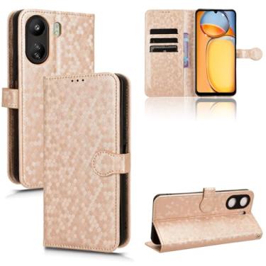 Imagem de Kukoufey Capa de couro compatível com Xiaomi Poco C65 4G, capa de telefone de couro PU capa flip compatível com Xiaomi Redmi 13C 4G 23100RN82L 23106RN0DA 22126RN91Y capa dourada