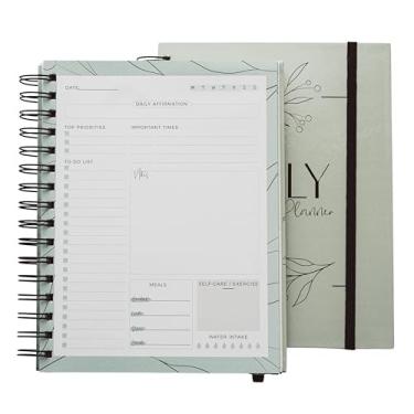 Imagem de Paper 'n Such Agenda diária sem data - Material escolar e de escritório - Organize tarefas e aumente a produtividade - Diário de trabalho - Caderno verde espiral