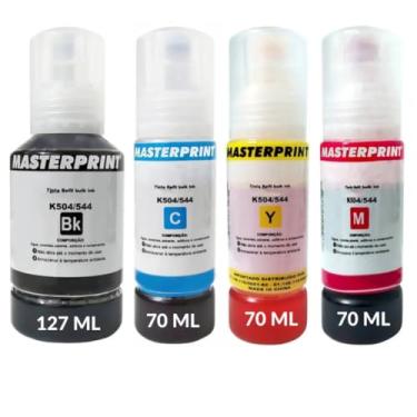 Imagem de Masterprint Kit 4 Tinta T544 P/ Uso Nas Impressoras L3250, L3210, L3150, L3110 - Preto/Magenta/Ciano/Amarelo - Secagem Ultra Rápida - 16.000 Páginas - Válido até 12/2025